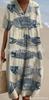 New Loose Casual Comfortable V-neck Digital Printing Pleated Large Version Dress