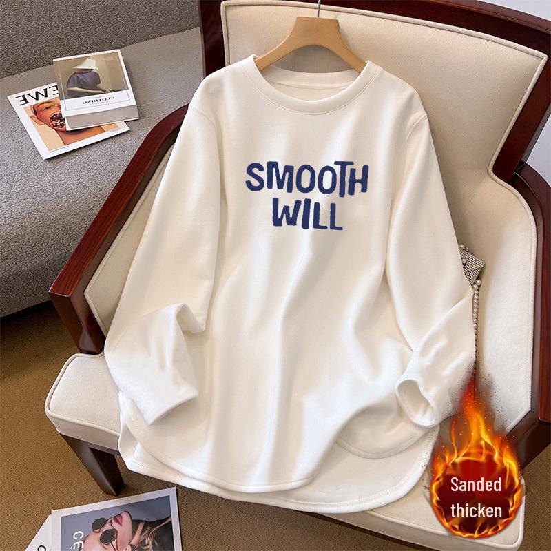 Beautiful Brushed Fleece-Lined Long-Sleeve Women s Mid-Length Layering Top XL