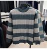 Men's Winter Striped Jacquard Crew Neck Long Sleeve Casual Knit Sweater