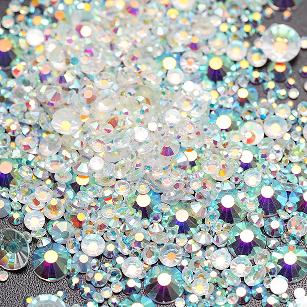 Flatback Crystal Glass Rhinestones Mix Size 14400pcs Non-Hot Fix Bulk Rhinestones for Nail Art Cup Garment Decoration