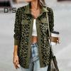 Frauen Frühling Herbst Dünne Hemd Mantel Revers Langarm Einreiher Leopard Patchwork Farbe Lose Fit Jacke Outwear