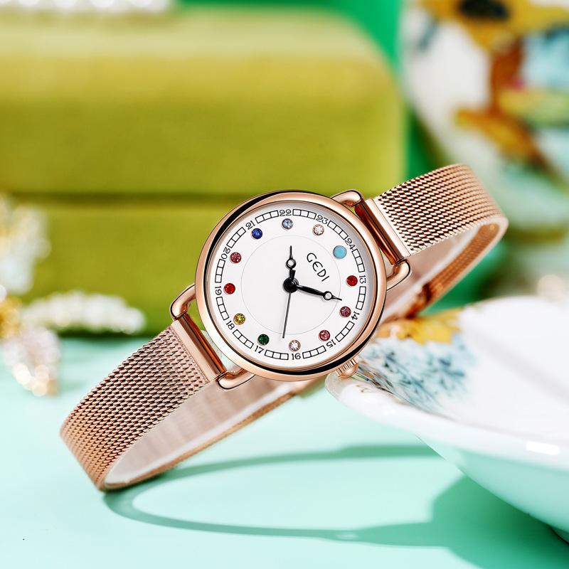 Birthstone Women'S Watch Small And Exquisite Waterproof Quartz Watch Niche High-End Women'S Watch Colorful Dial