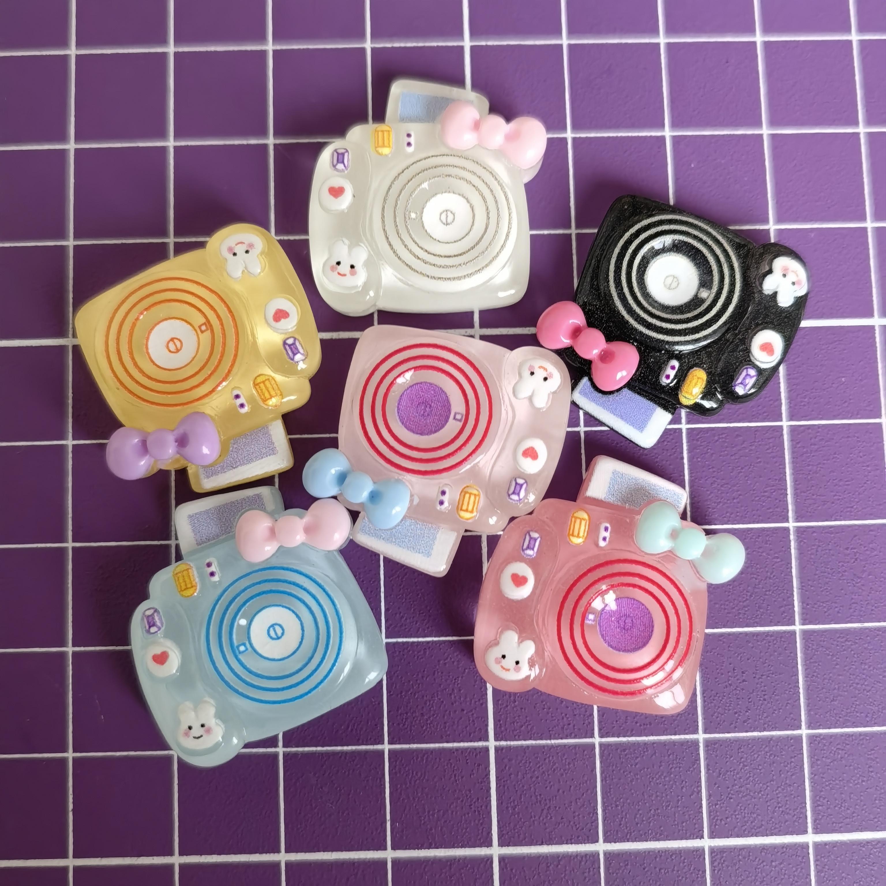 100pcs Luminous Resin Pendant Charms for Jewelry Making | Instant Camera Patterns 22*23mm-100pcs/bag