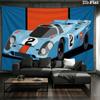 Gulf Racing Art Wall tapestry, aesthetic printed fabric blanket, suitable for bedroom, living room, and home decor.