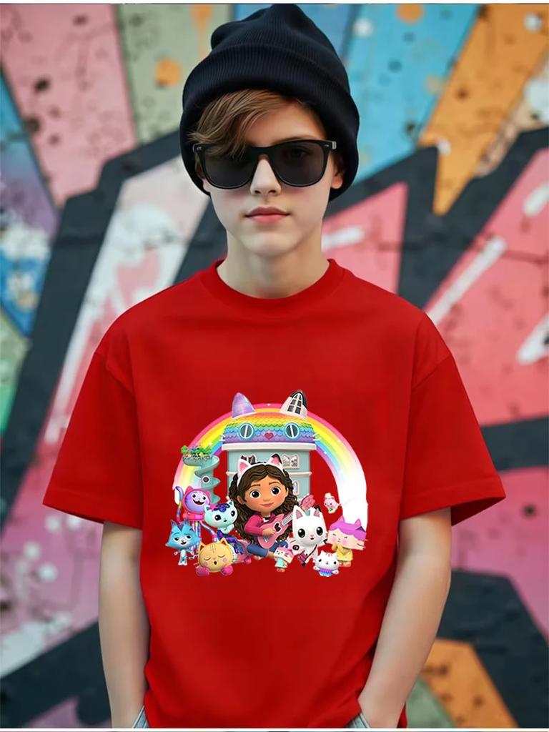 DJ Catnip Gabby's Dollhouse Short Sleeve T Shirt Kids Summer Cute Crewneck Casual Age 3-14