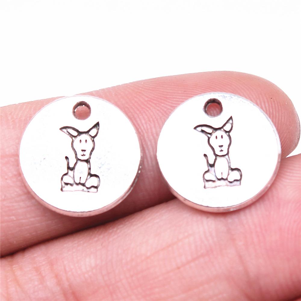 20pcs Puppy Dog Dachshund Bulldog Doghouse Charms Antique Silver Color Plated Pendants Jewelry Making DIY Handmade Craft