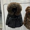 European winter natural fox big fur collar down jacket women's medium and long waist thickened warm hooded jacket