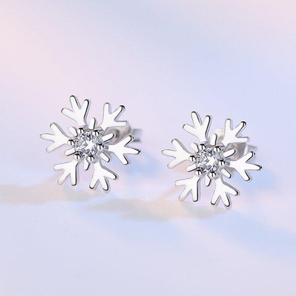 Crystal Christmas Snowflake Zircon Colorful Pearl Earrings Stud For Women Dangle Hook  Xmas Party  Jewelry Gift