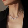 Italian Seiko, High Carbon Diamond Four-Leaf Flower Necklace, Women'S Light Luxury Temperament Multi-Flower Small Flower Cluster Collarbone Chain