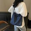 Eimerbeutel mit Kordelzug mit großem Fassungsvermögen Damen Denim Umhängetasche Pendler Schultertasche