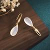Chinese Style Qipao Earrings with Natural Chalcedony Agate Water Drop - Elegant and Fashionable Dangle Design
