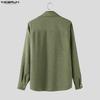 INCERUN Oversized Men Lapel Neck Long Sleeve Side Button Irregular Casual Shirts