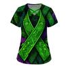 Women's Fashion  V-Neck Short Sleeve Overalls Double Layer Pocket Printed Tops  Apparel