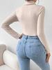 2024 Autumn/Winter European & American Women's High Neck Slimming Bodysuit - Long Sleeve, Elegant Base Top