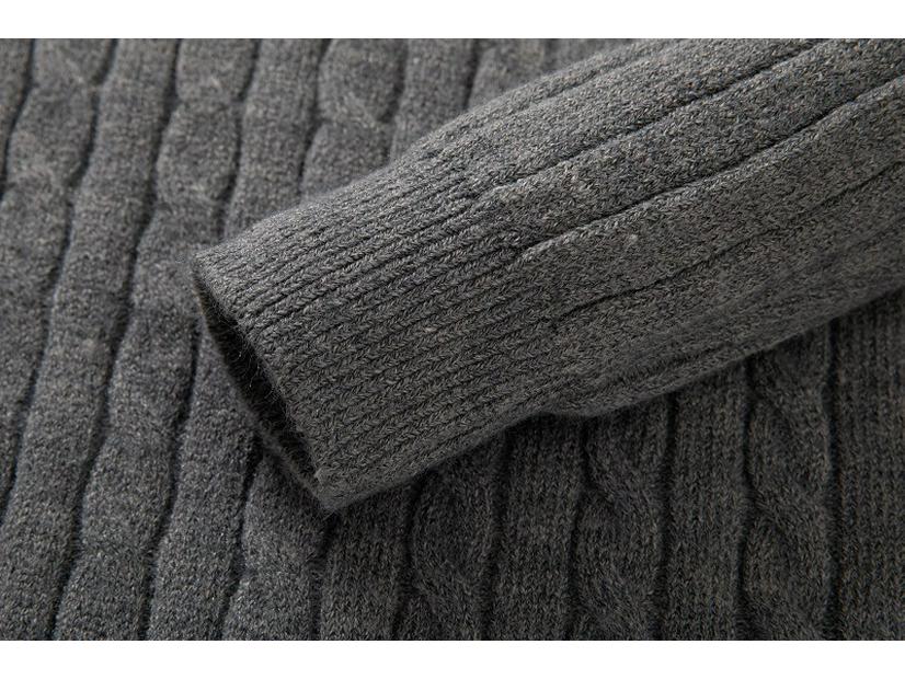 Men's Plus Size Cable Knit Half-High Collar Zipper Sweater - Autumn/Winter Casual Pullover
