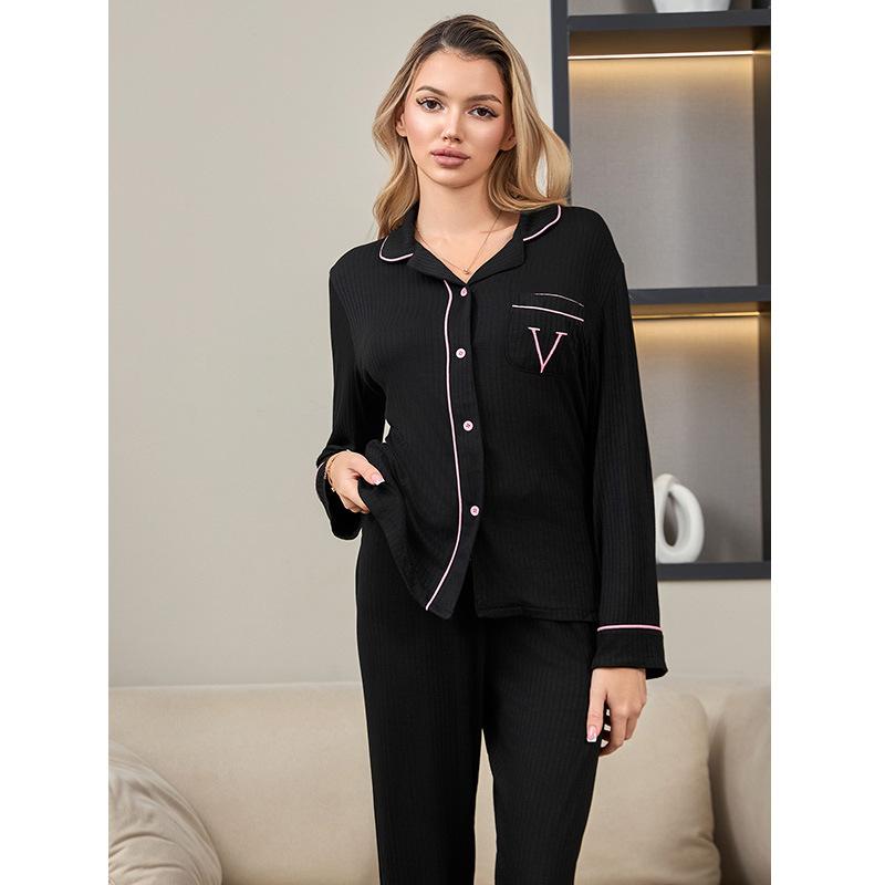 Women's Modal Rayon Pajamas Cardigan Stripe with Eye Mask Long Pants Set Casual Homewear Pajama Set