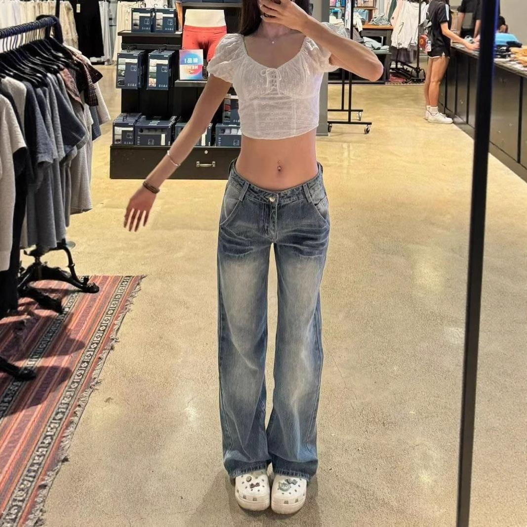 

Джинсы женские из вываренного потрескавшегося денима микроклеш большого размера, широкие, свободного кроя, драпирующиеся, прямые, длинные брюки, длинные джинсовые брюки 4XL