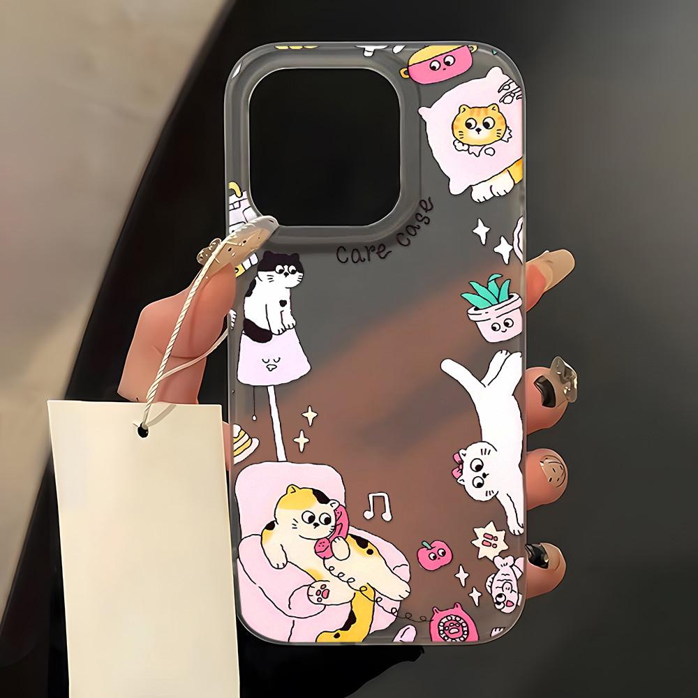 Mobile Phone Cases for iPhone 11 13 15 Pro Max 12 14 Pro Max Case iPhone 16 15 Plus 13 Pro 12 Mini 13 Mini Frosted Texture Painted Cartoon Flowers