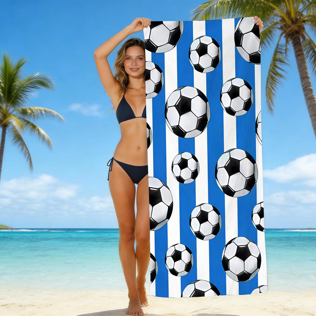 Football Printed Microfiber Beach Towel Quick Dry Absorbent Bath Towel For Seaside Swimming