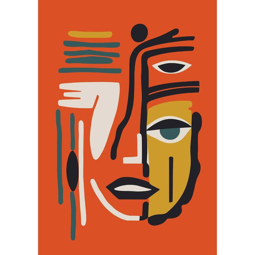 Trendige Minimalistische Schrullige Abstrakte Poster Konzentrische Linien Moderne Gesichts-Drucke Leinwandmalerei Wandkunst Bilder Heim Zimmer Dekor