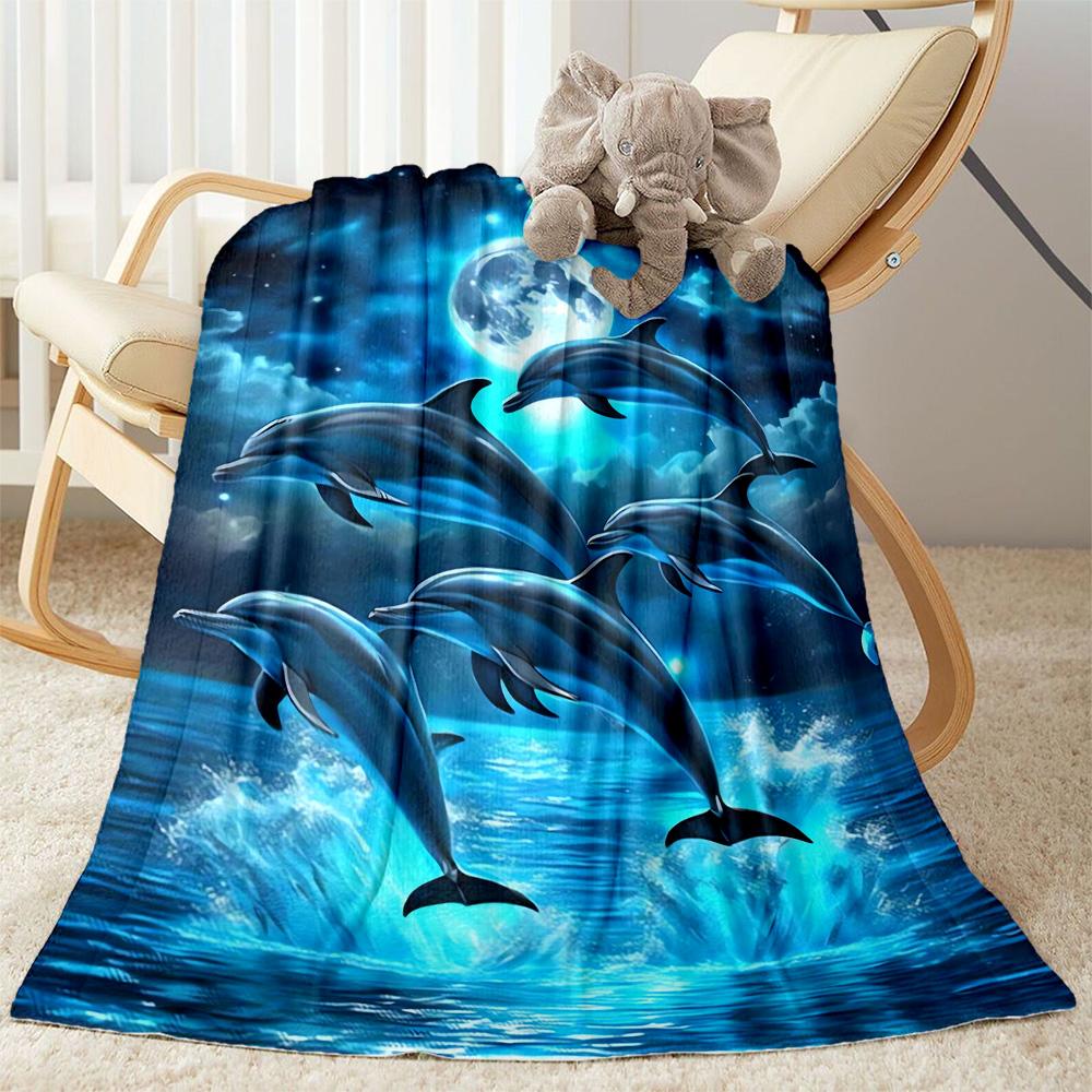 1pc Cute Elephant On Moon Blanket Soft Comfortable Lightweight Perfect for Travel Camping Picnics Sofa Office Bed Living Room Ideal Gift for Friends