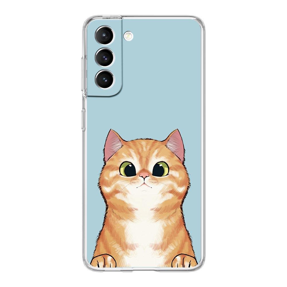 Cat Cute Kitten Cartoon Clear Silicone Phone Case For Samsung Galaxy S23 S22 5G S20 Ultra S21 FE 5G S10E S9 S8 S10 Plus Cover