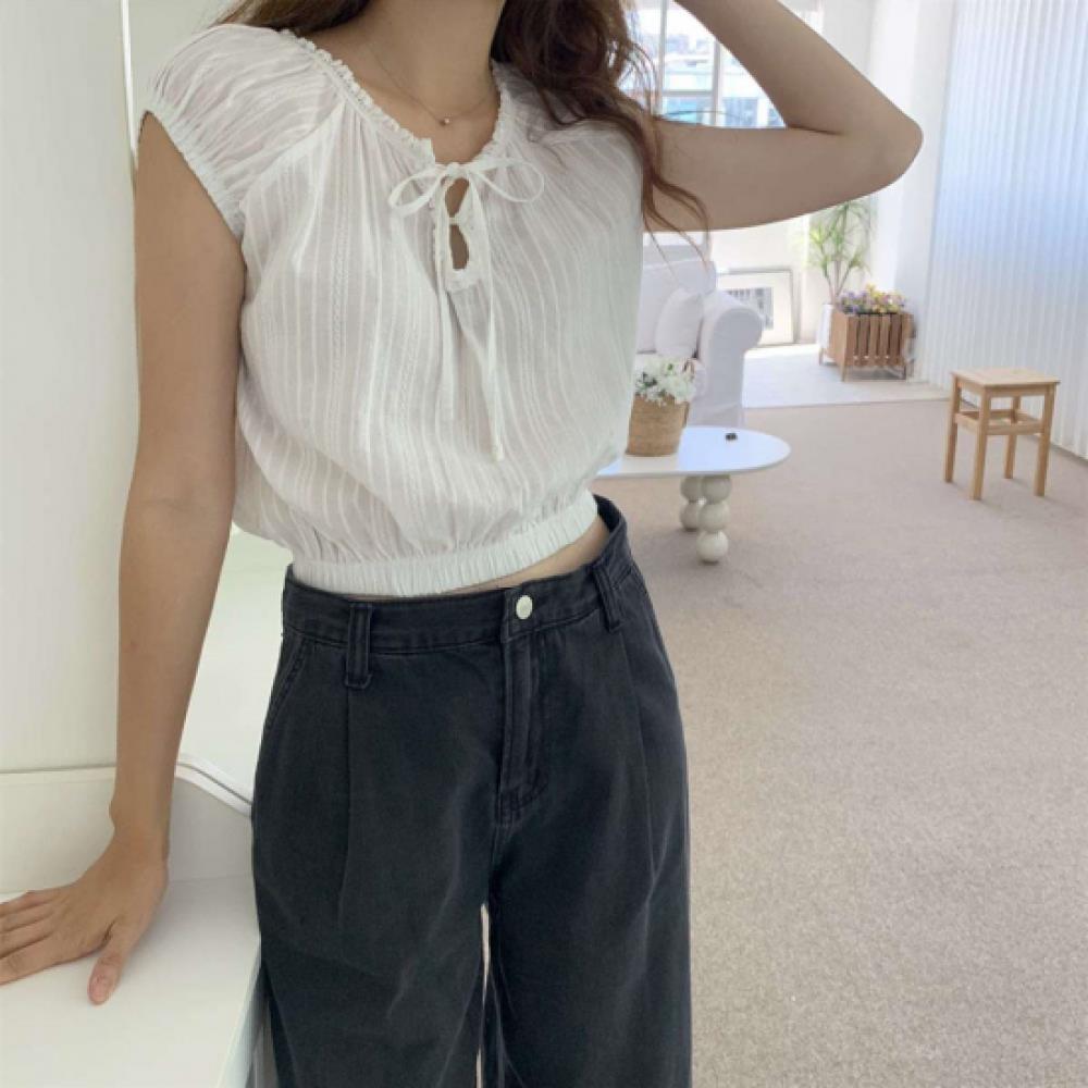 New Arrivals Open Run Women Cotton Waistband Lace Strap Tank Top