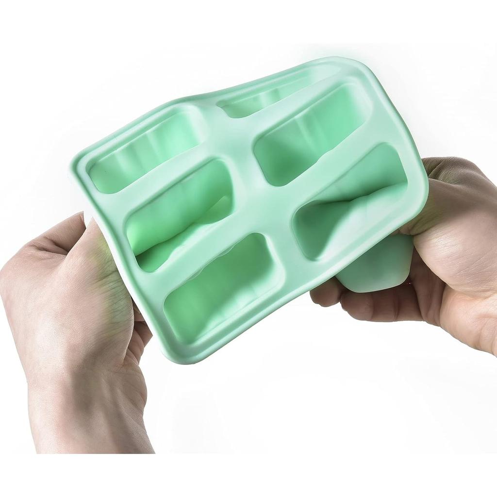 6-Compartment Silicone Popsicle Molds Set with Funnel & Cleaning Brush, Easy Release Reusable BPA Free Ice Pop Molds, Green