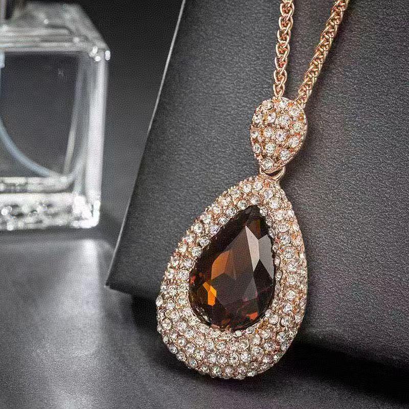 

Длинное хрустальное ожерелье-подвеска Женское элегантное многослойное ожерелье-цепочка Минималистичный роскошный аксессуар для свитеров