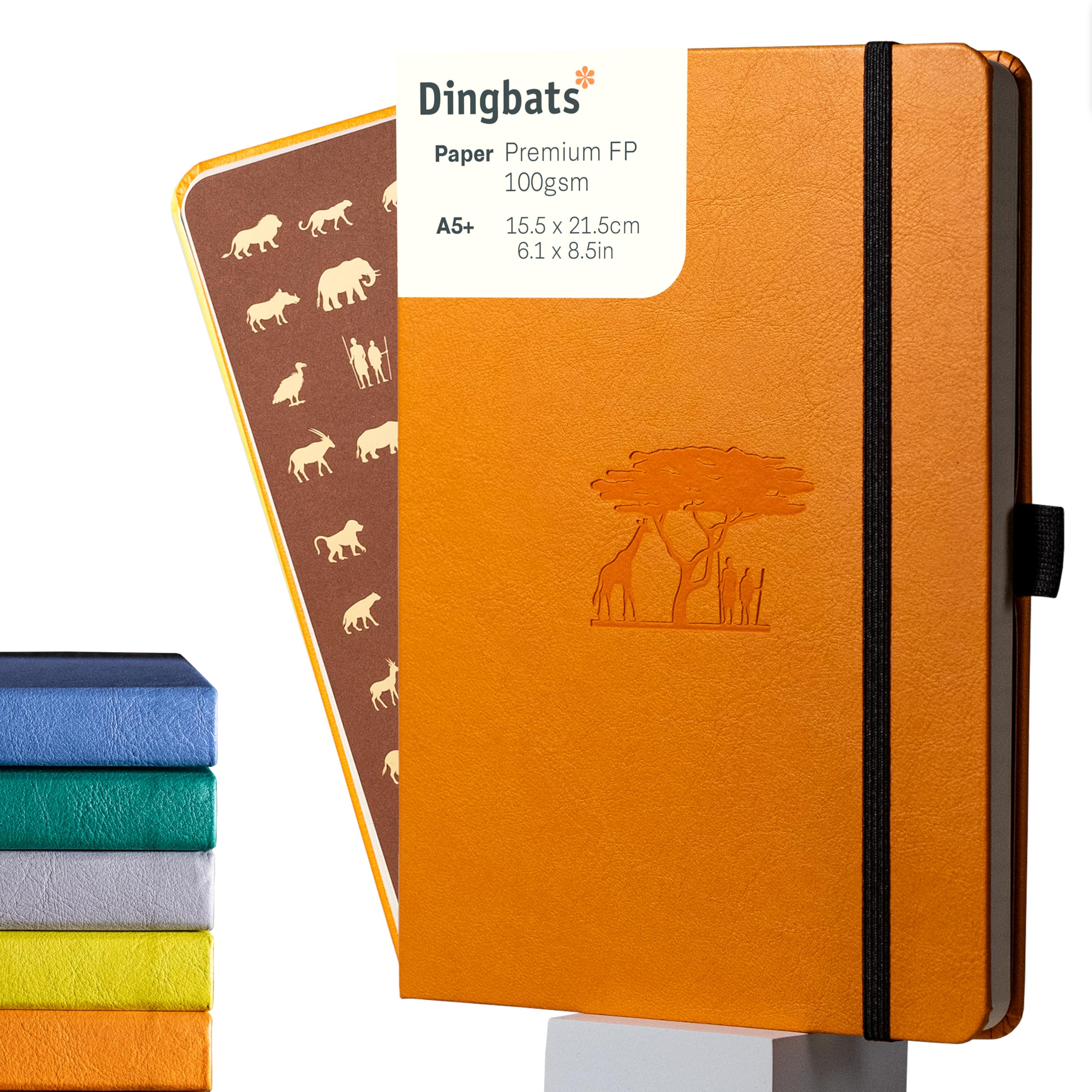 

Dingbats Earth Dot A5 Medium Tangerine Serengeti Hardcover Cream 100gsm Inkproof Paper Numbered Index Key Pages - Notebook, - - - Pages, &