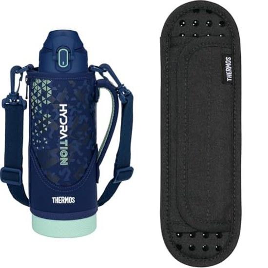 Set Purchase Thermos Vacuum Insulated Sports Bottle 1L Navy Mint Cold Only Child-Sized Pouch Shoulder-Friendly Strap FJS-1000F NVMT + Shoulder Pad