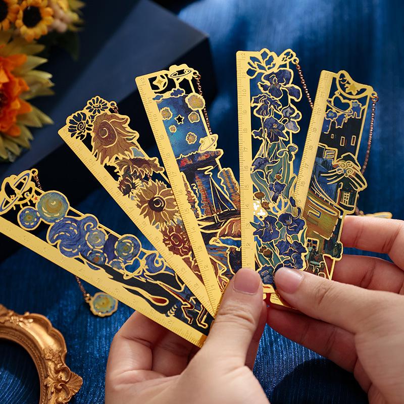 Chinese Style Inspirational Metal Bookmark Ruler - Portable Gift for Students & Teachers