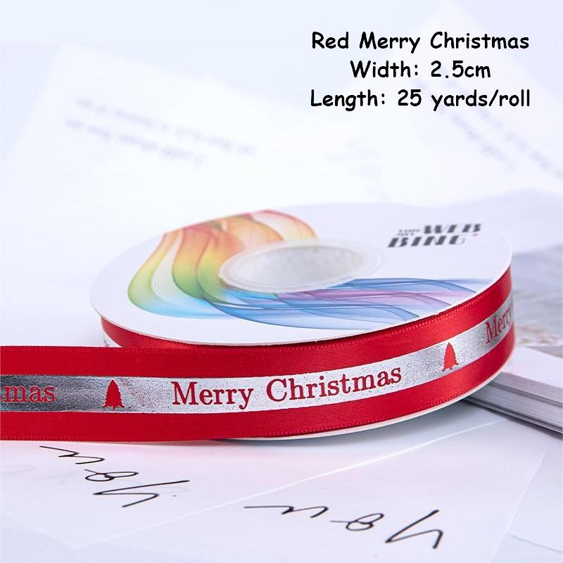1/4 Inch Christmas Ribbon for Crafts Holiday Grosgrain Ribbon Christmas Ribbon for Gift Wrapping Festival Party Decoration