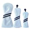 Golf Head Cover Driver Eighteen Golf 440cc 460cc Wood Utility UT Cover Waterproof Golf Supplies Double Stripe Black Navy White Set (White, 3-Piece