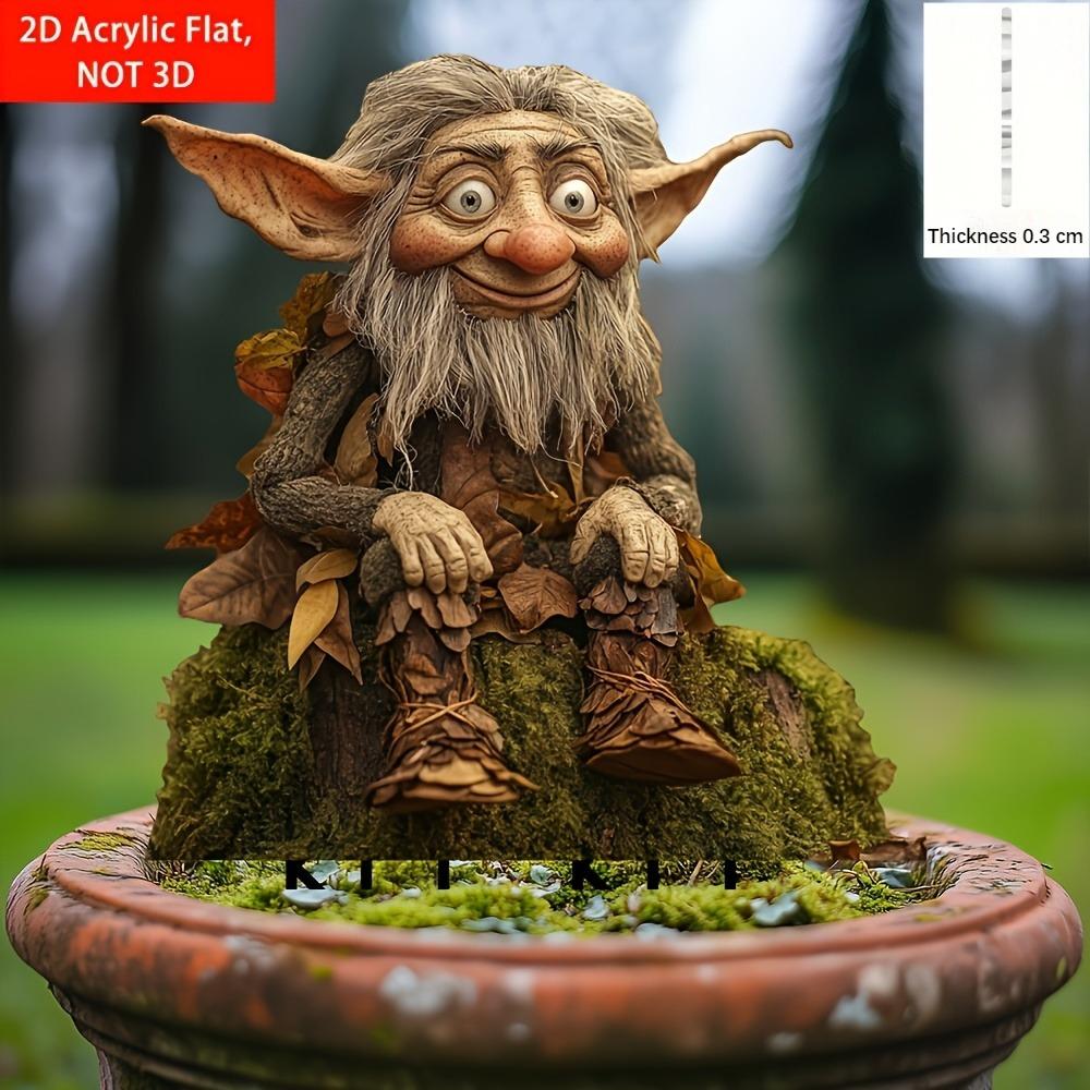2D Flat 1Pc Sitting Gnome Acrylic Garden Stake, Multifunctional Outdoor Decor For Lawn Patio, St. Patrick's Day Valentine Easter Ramadan Decoration