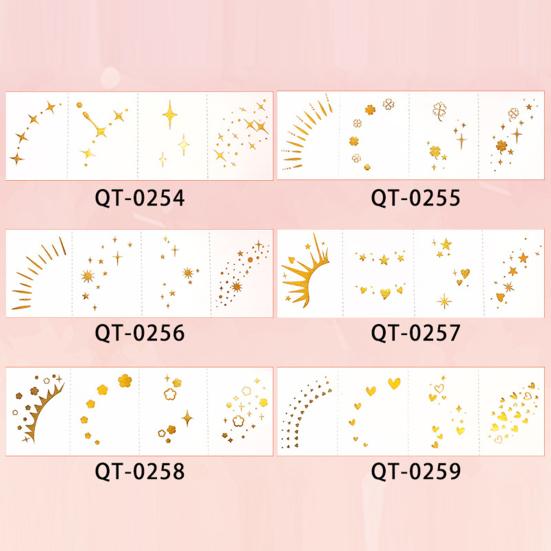 Temporary Tattoos Stickers, The Corner of The Eye Tattoos with Heart Star Pattern, Temporary Body Art Stickers for Adults Kids Party Use