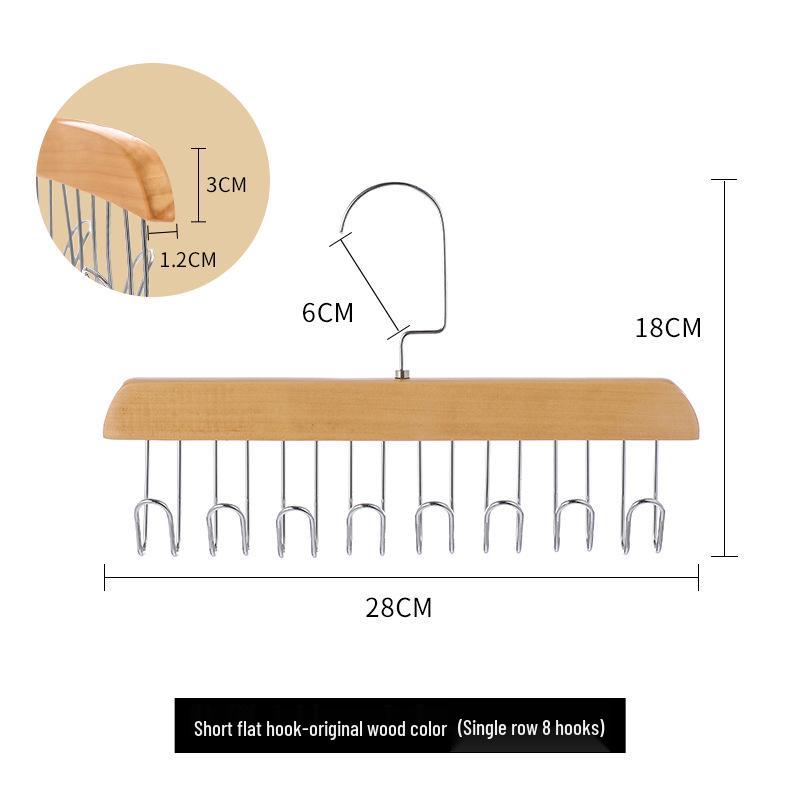 Percha Multifuncional de Madera Maciza con Tirantes y Múltiples Ganchos para Uso en el Hogar y el Dormitorio