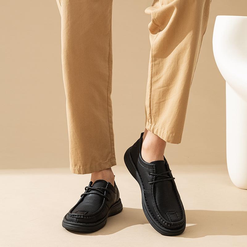 Men's Leather Shoes Lace Up Casual Sneakers Flats Walking Shoes