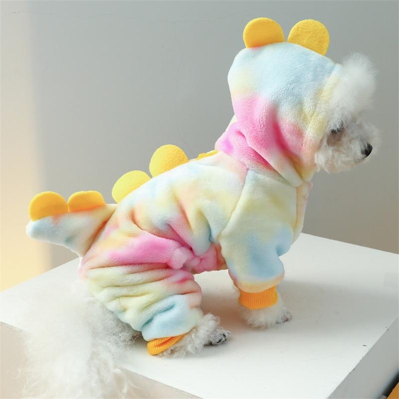 Dog Furry Jumpsuit for Dogs Boy Girl Medium Dogs for Indoor and Outdoor Use Cartoon Dinosaur Clothes Outfit for Pet Dogs