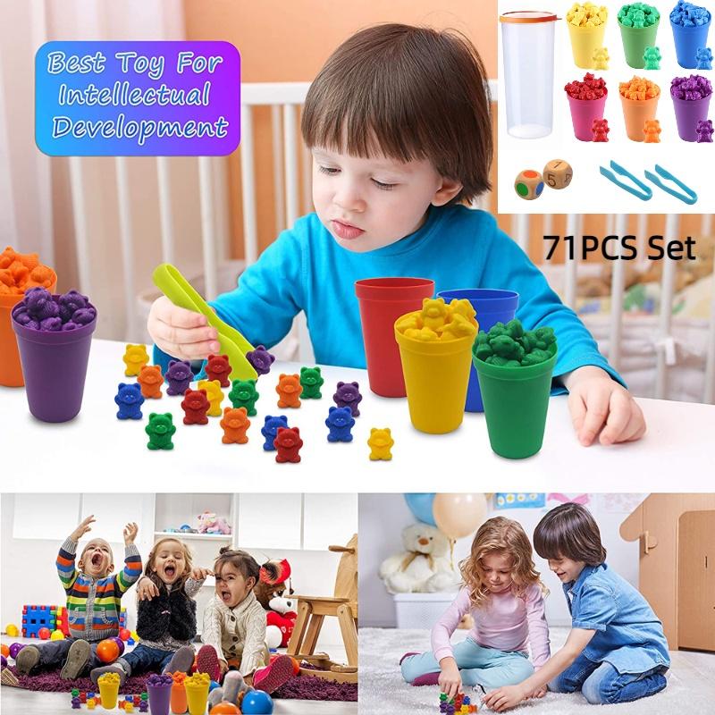 Colorful Rainbow Bear Counting Math Toy Set For Early Education
