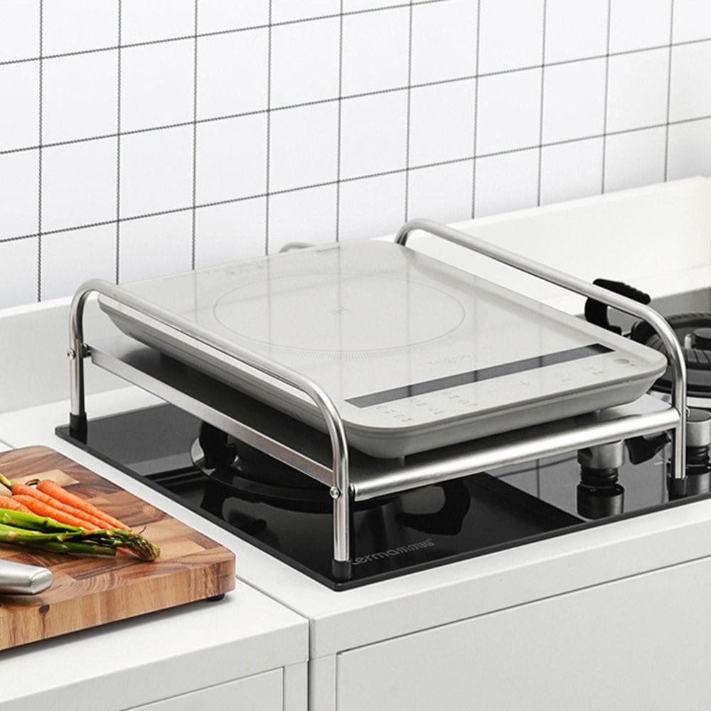 With Handle Induction Cooker Stand Anti-Slip Feet Space Saving Kitchen Counter Rack Multifunctional Large Load Bearing