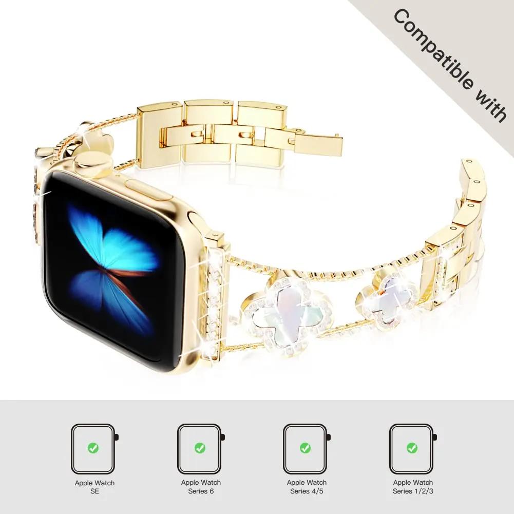 Women Diamond Bracelet Strap Metal Belt Watch Band for Apple Watch Ultra2 49/45/44/42/41/40/38mm Iwatch Series 8 7 SE 6 5 4 3