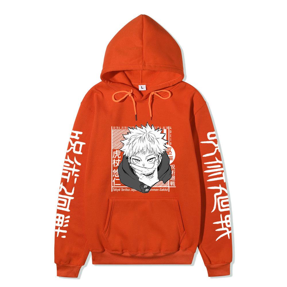 Jujutsu Kaisen Yuji Itadori  Japanese Printed Hooded Sweatshirt Unisex Fleece Warm Hoodie for Men Women Fall Winter Loose Casual Long Sleeve Pullover