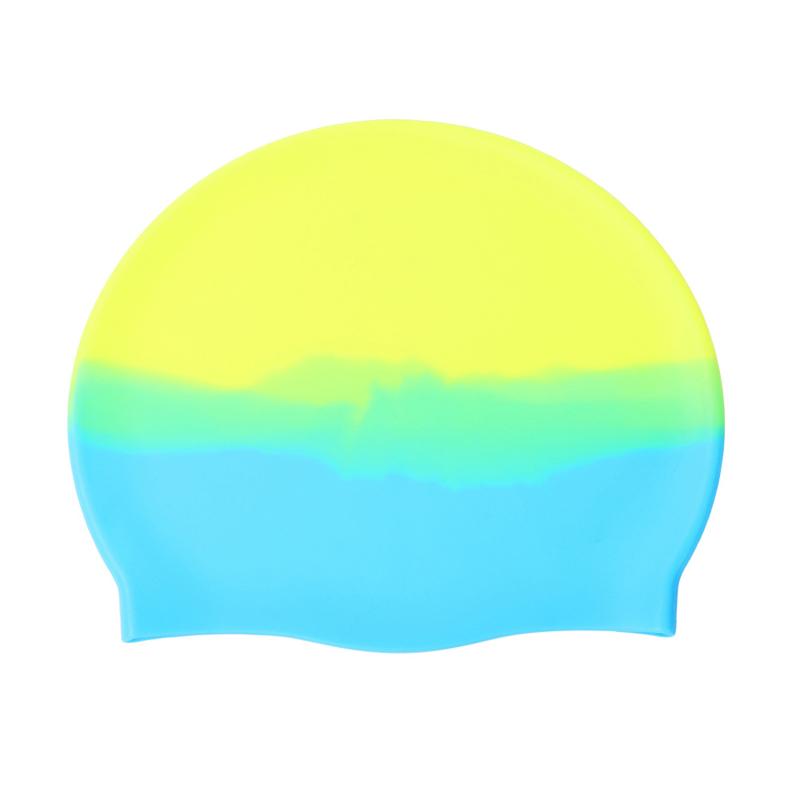 Gradient Color Silicone Swim Cap, Waterproof Elastic Swimming Cap for Adults and Kids