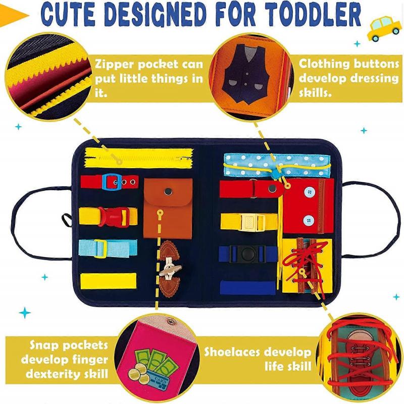 Busy Board, Activity Board for Preschoolers, Educational Toys for Kids, Buckle, Button, Zipper Educational Learning Board