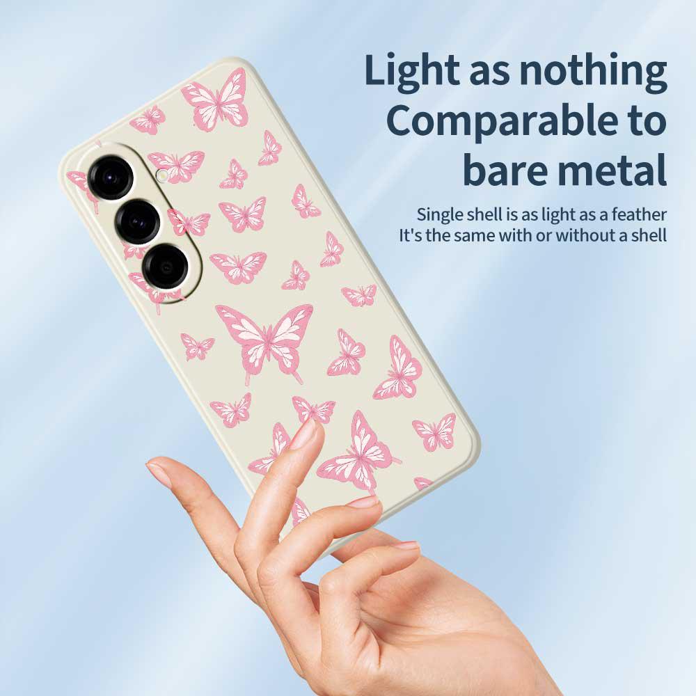 For Samsung Galaxy A56 5G Case Pink Butterflies Pattern Printing Straight Edge TPU Phone Back Cover