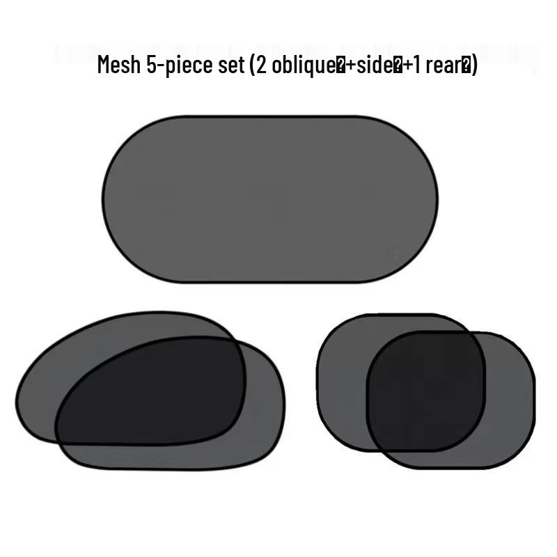 5-Piece Universal Car Sunshade Set: Mesh Curtains and Sun Visors for Rear and Side Windows