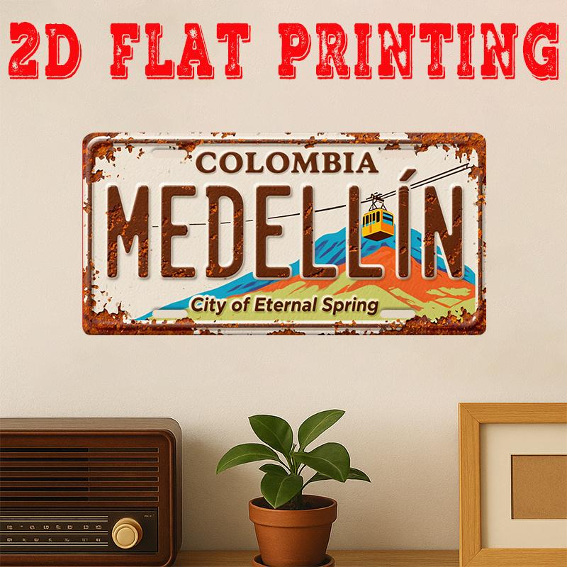 D Flat pc UAE Dubai Future City Retro Metal Wall Sign Vintage Dubai Skyline Desert Landscape Suitable for Office Decor