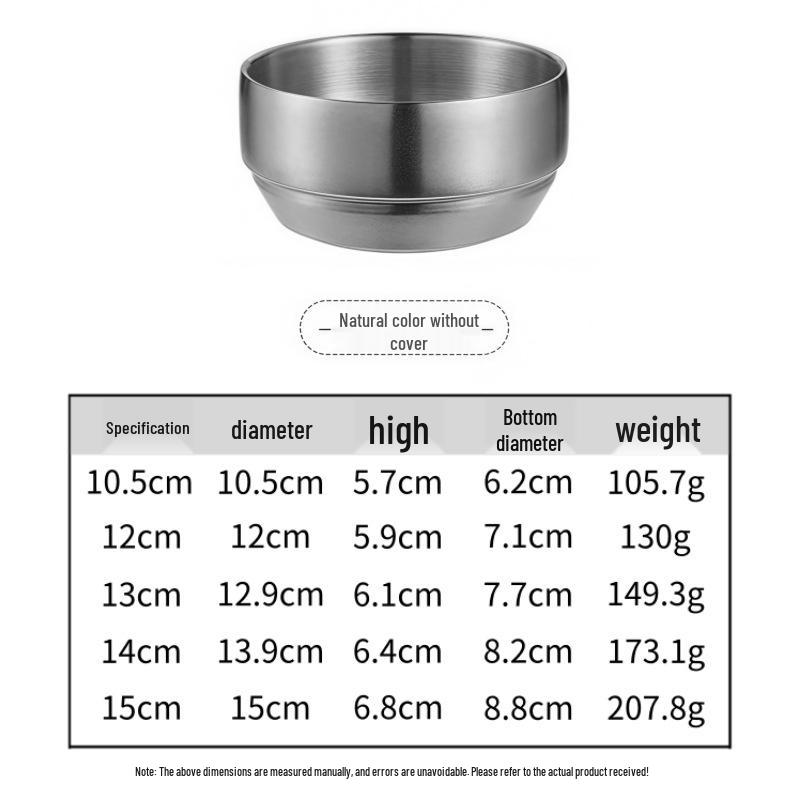 

Korean Style 304 Stainless Steel Double-Layer Rice and Soup Bowl with Lid for Household and Kids, Ideal for Cooking and Kimchi. 10.5 cm