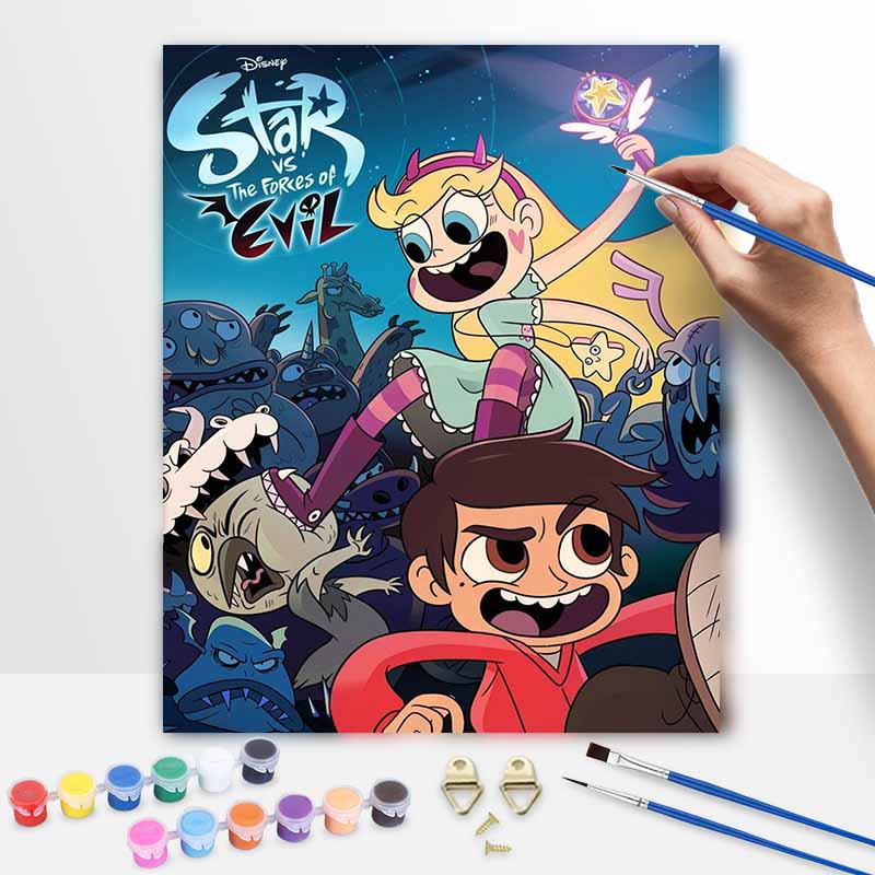 Disney Star vs. The Forces of Evil Oil Painting Kit Home Bedroom Wall Decor Handmade Gift for Fans 20x30cm